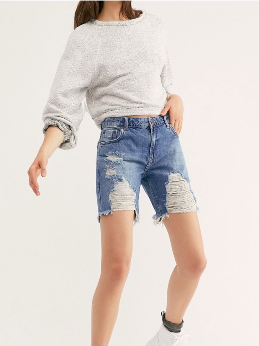 Free People One Teaspoon Distressed Denim Shorts - Blue Size 31 Original Cond